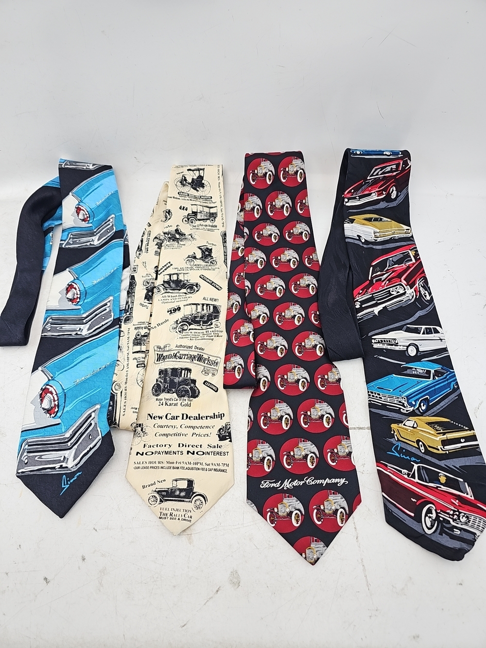 Set of 4 Vintage Classic Car Novelty Ties